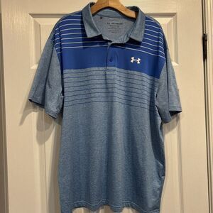 Under Armour Golf Polo Shirt Mens Small‎ Blue Stripes ThePlayoff Polo XXL